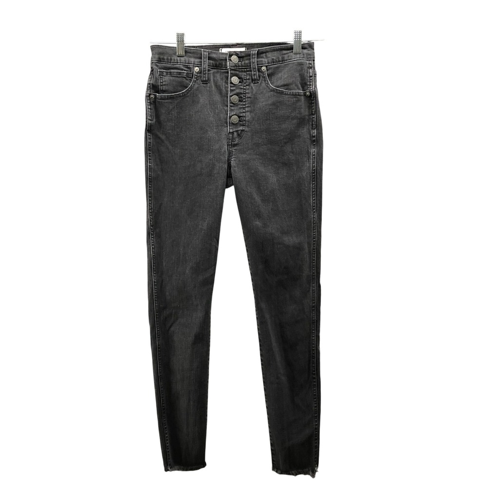 Madewell 10 High-Rise Skinny Jeans Womens 27 Black Exposed Button Fly